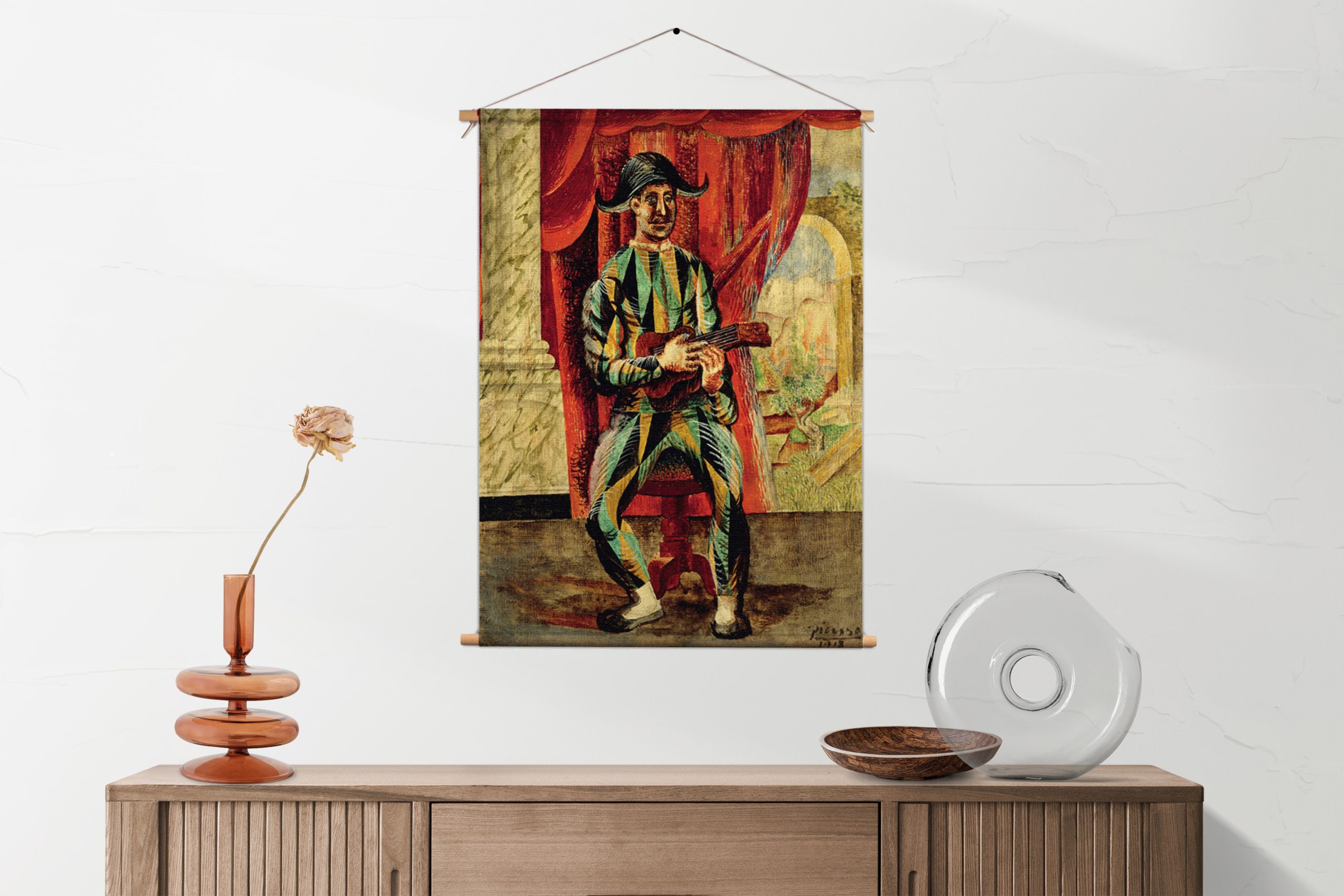 Textielposter Picasso Harlekijn met een gitaar 1918