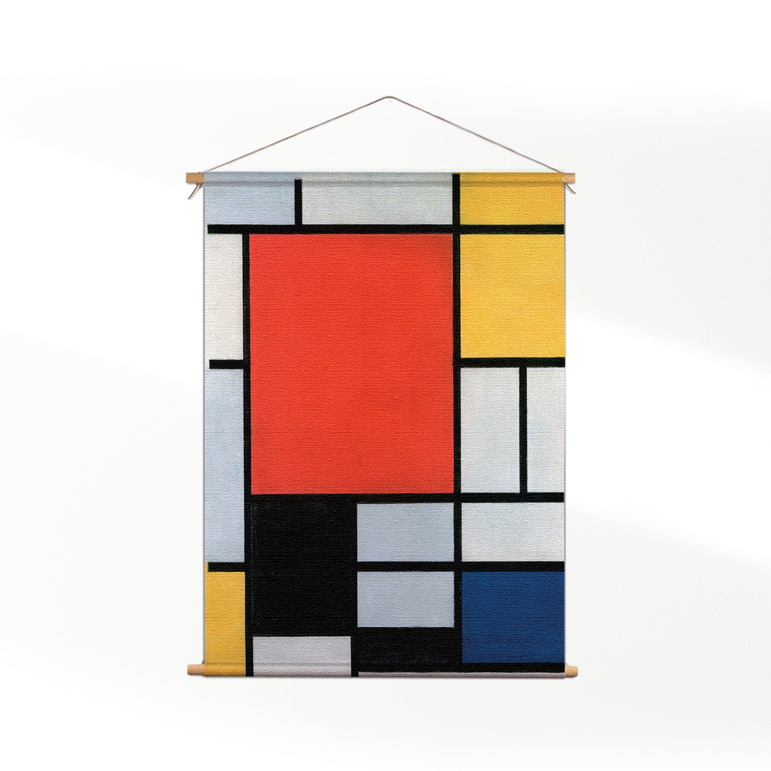 Textielposter Mondriaan Gele Hokjes