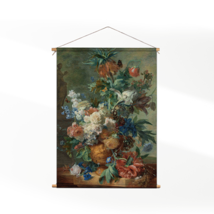 Textielposter Jan Davidsz Stilleven met bloemen in een glazen vaas 1650-683