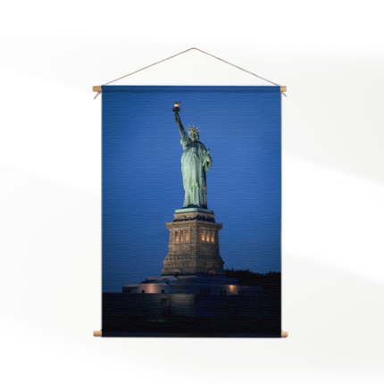 Textielposter Vrijheidsbeeld New York Donker 01