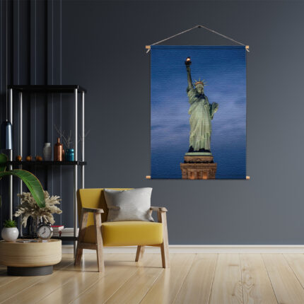 Textielposter Vrijheidsbeeld New York Donker 02