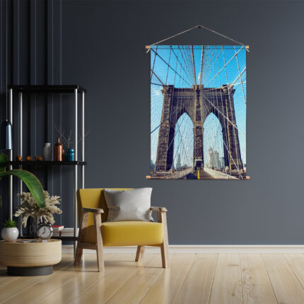 Textielposter Brooklyn Bridge New York Voetganger