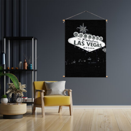 Textielposter Welcome to Fabulous Las Vegas Zwart Wit
