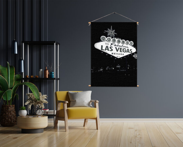 Textielposter Welcome to Fabulous Las Vegas Zwart Wit
