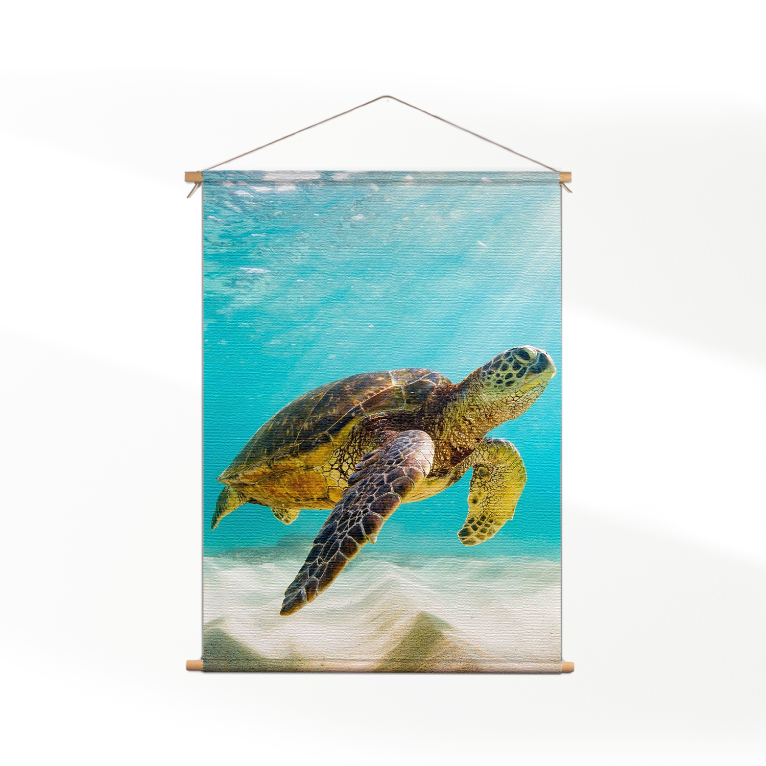 Textielposter Zeeschildpad In Helderblauw Water 04