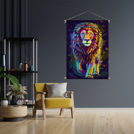 Textielposter Colored Lion