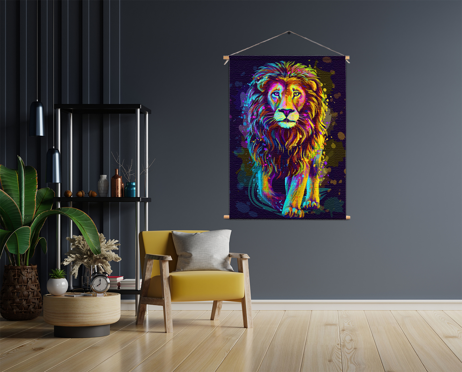 Textielposter Colored Lion
