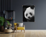 Textielposter Pandabeer Zwart Wit 02