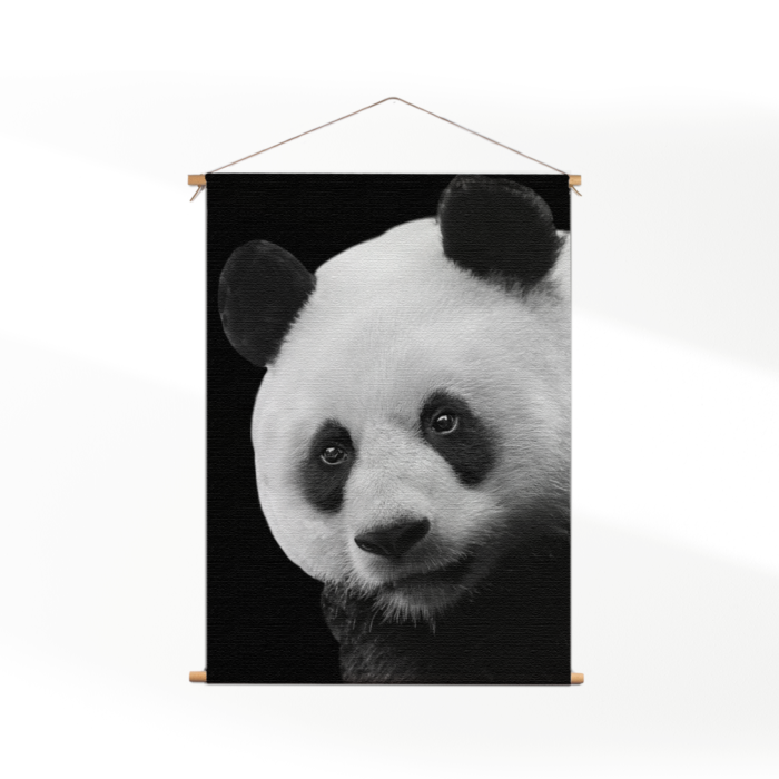 Textielposter Pandabeer Zwart Wit 02