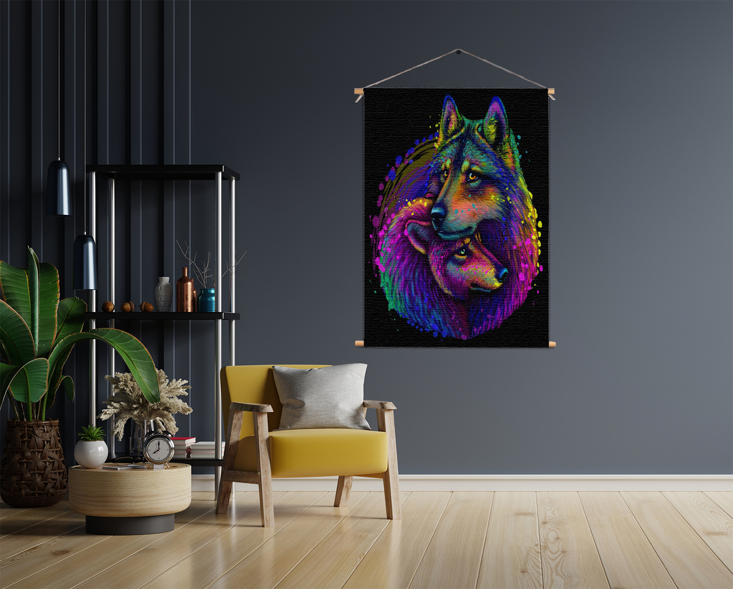 Textielposter Colored Wolves