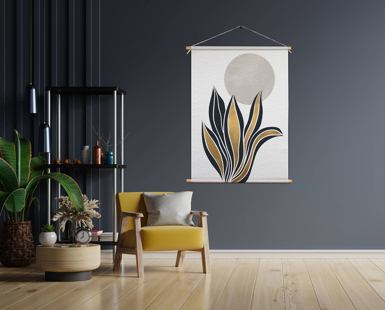 Template_50-70_verticaal_abstract_04 Textielposter Het gouden blad