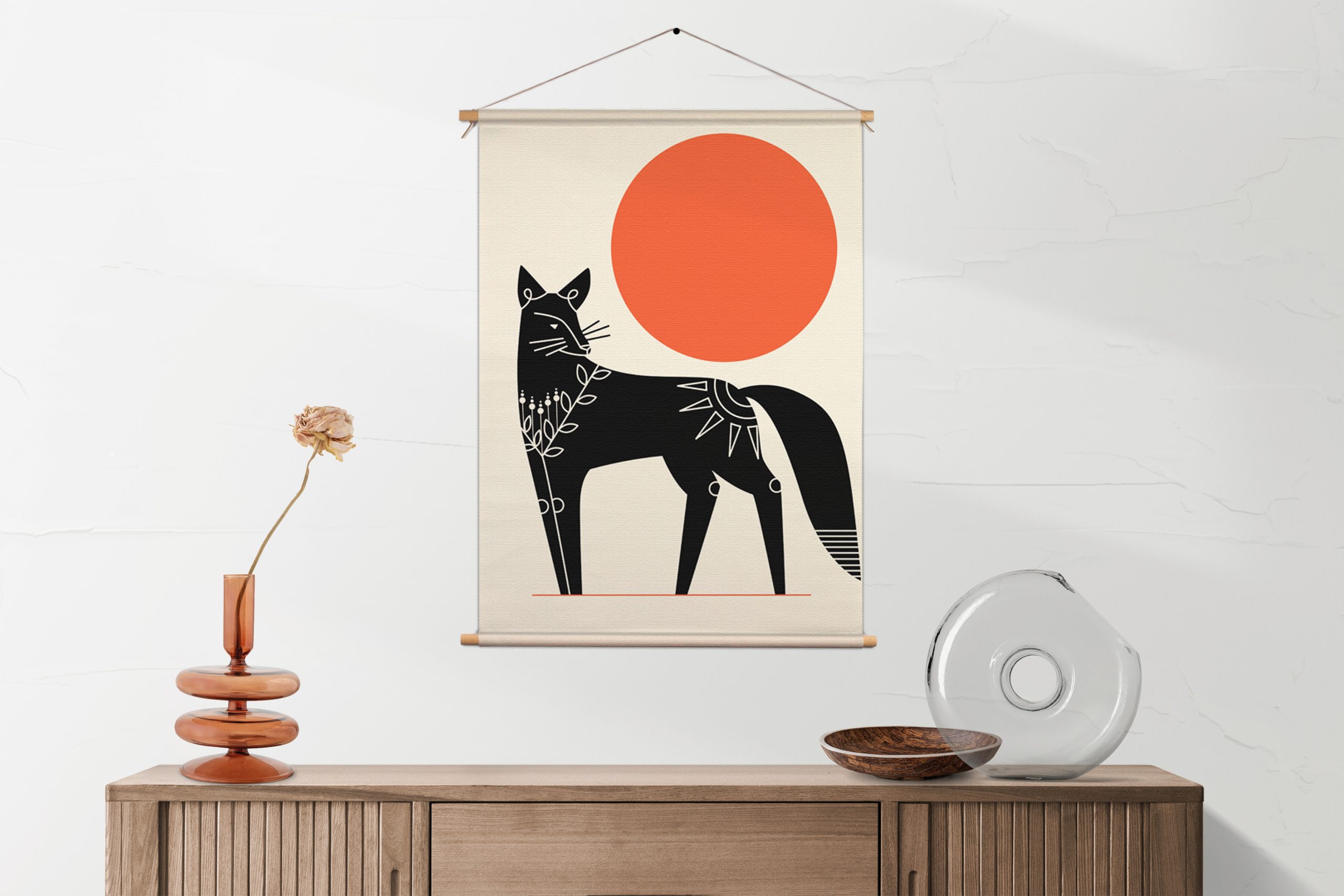 Textielposter Abstract Gedierte