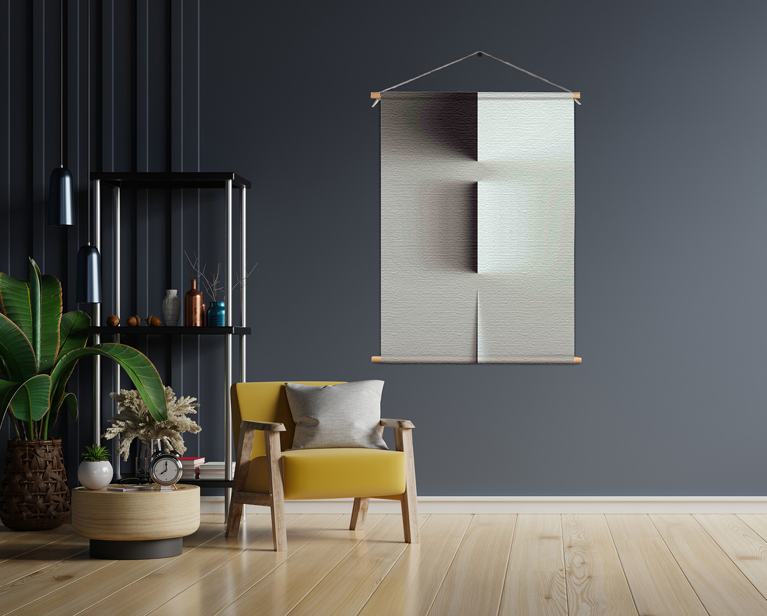 Textielposter Abstract Witte Kunst