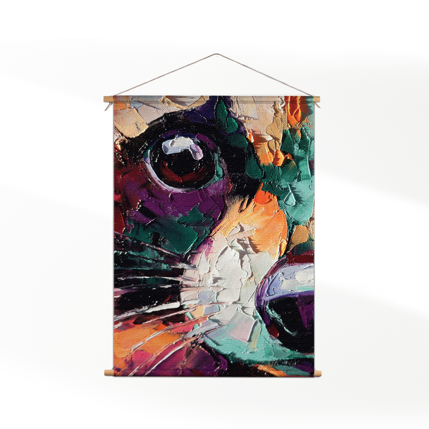 Textielposter Geschilderde Dierenkop in Kleur