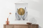 Textielposter Scandinavisch Design Plant met Goud Element 01