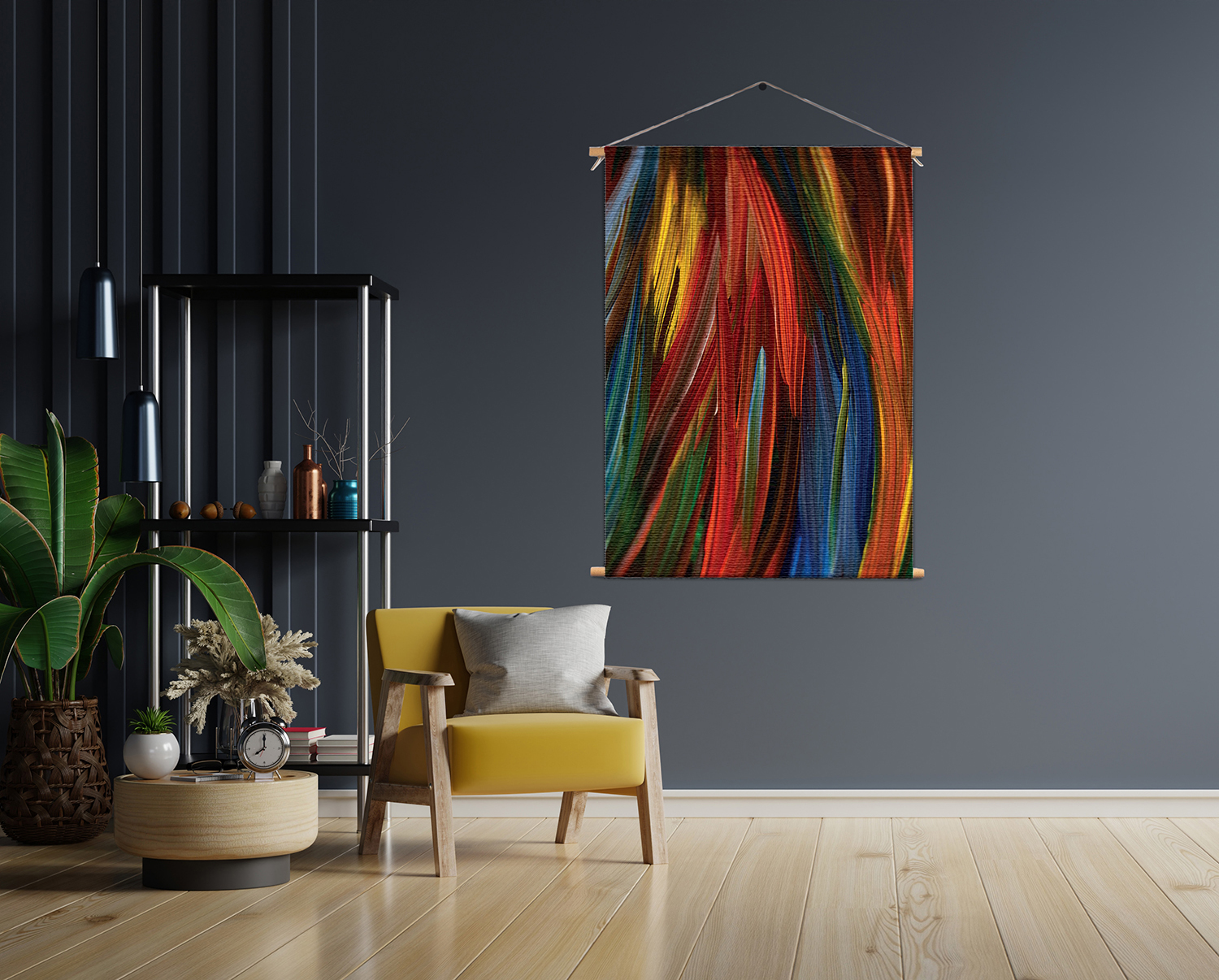 Template_50-70_verticaal_abstract_75 Textielposter Geschilderde Strepen Kleurrijk