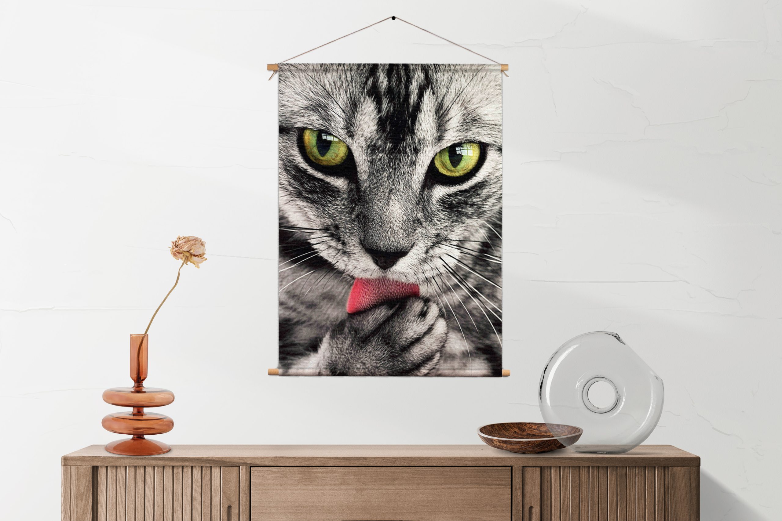 Textielposter Katte Hoofd Close up
