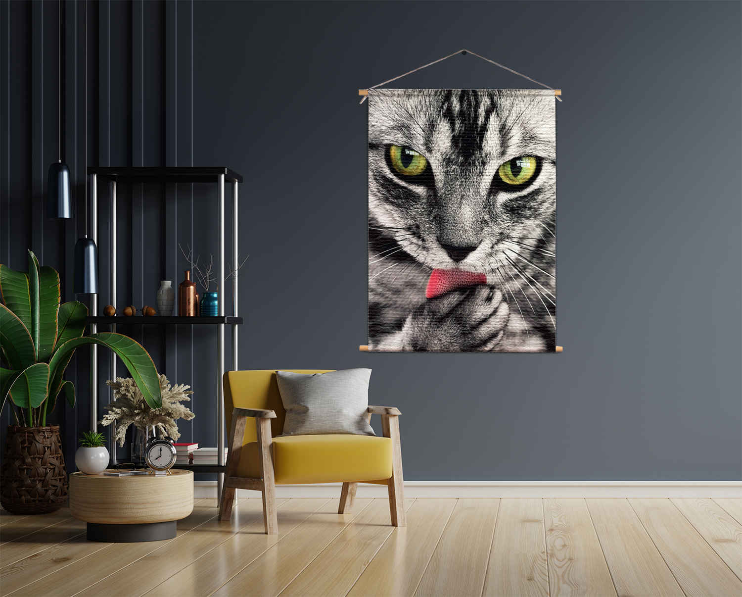 Textielposter Katte Hoofd Close up