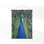 Textielposter Blauwe Pauw Met Groene Verem