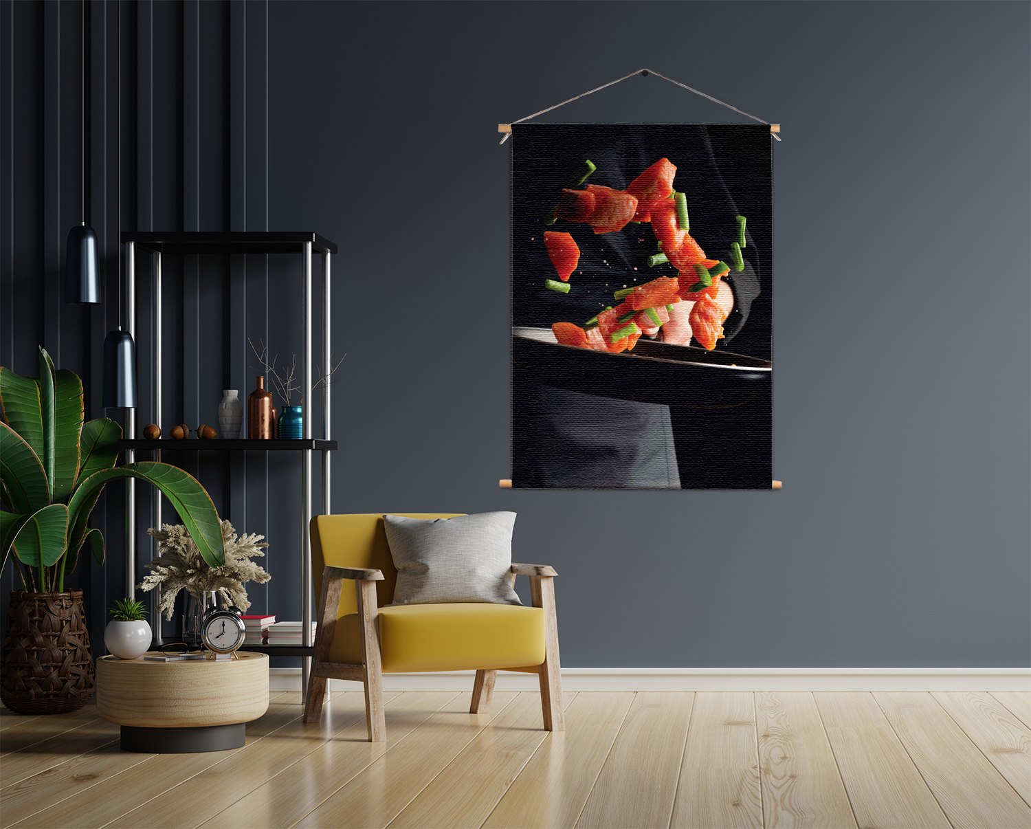 Template_50-70_verticaal_eten-en-drinken_64 Textielposter Zalm Wokken