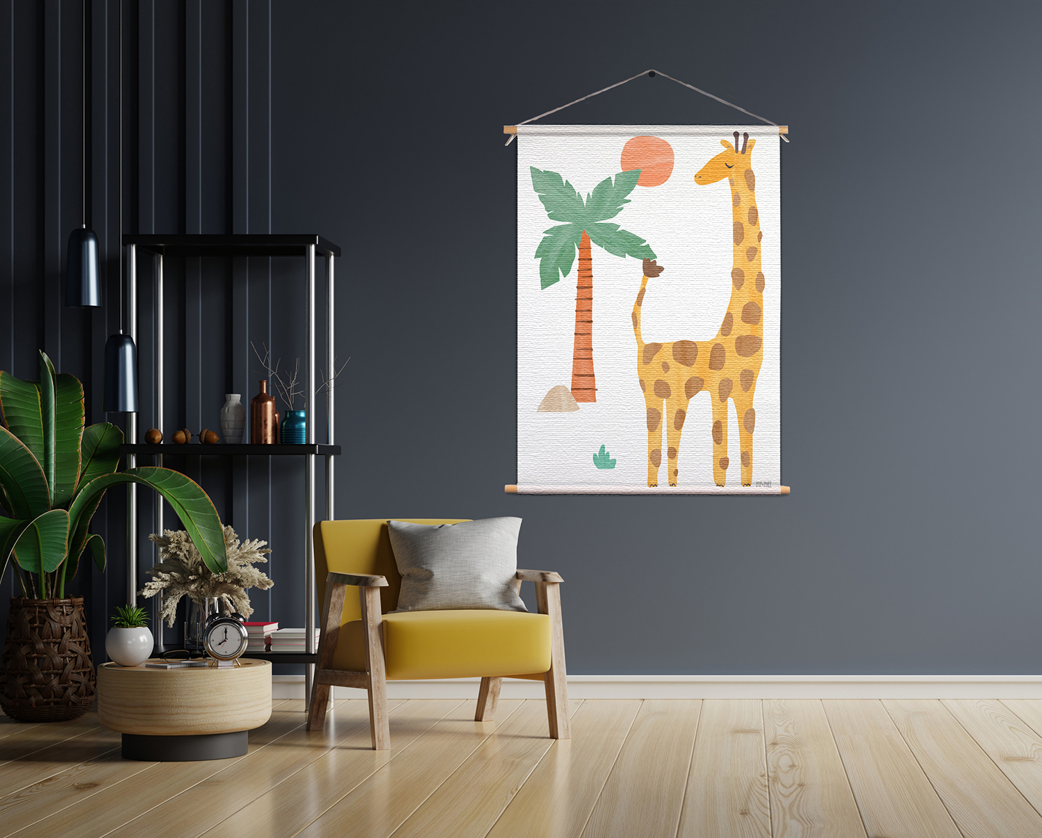 Textielposter Giraffe in het bos