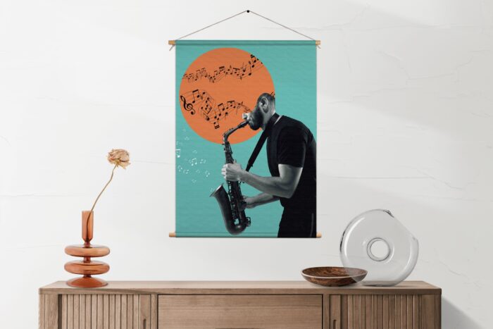 Textielposter Saxofonist