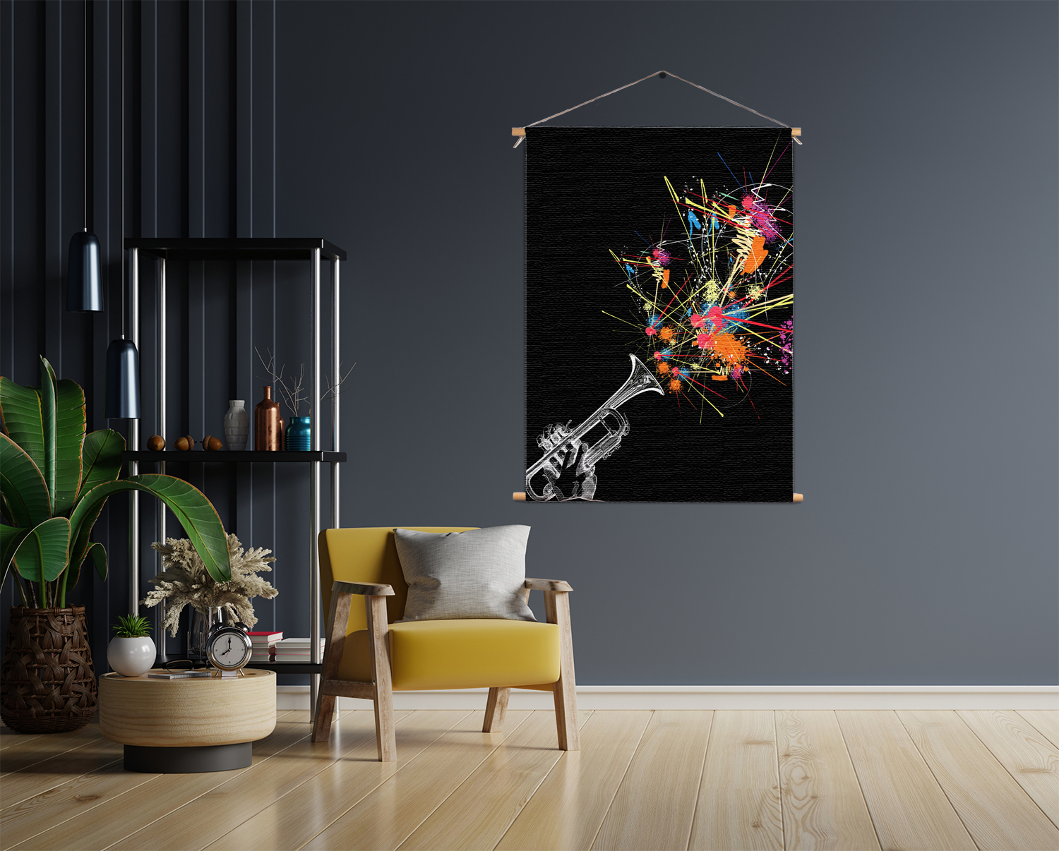 Template_50-70_verticaal_muziek_12 Textielposter Trompetter