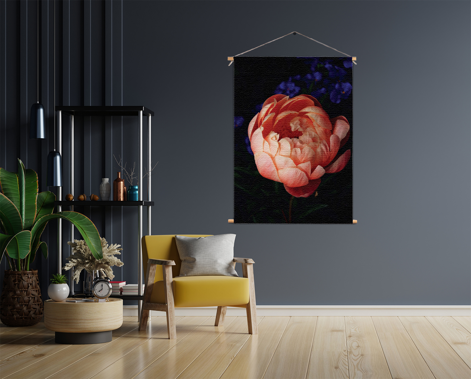 Template_50-70_verticaal_natuur_28 Textielposter Pioenroos