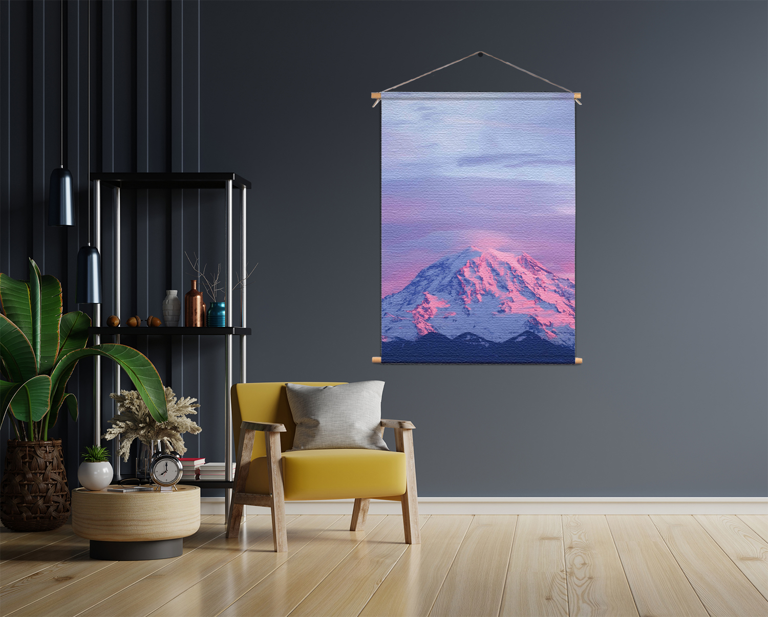 Template_50-70_verticaal_natuur_41 Textielposter Natuurlijke zons ondergang op witte berg