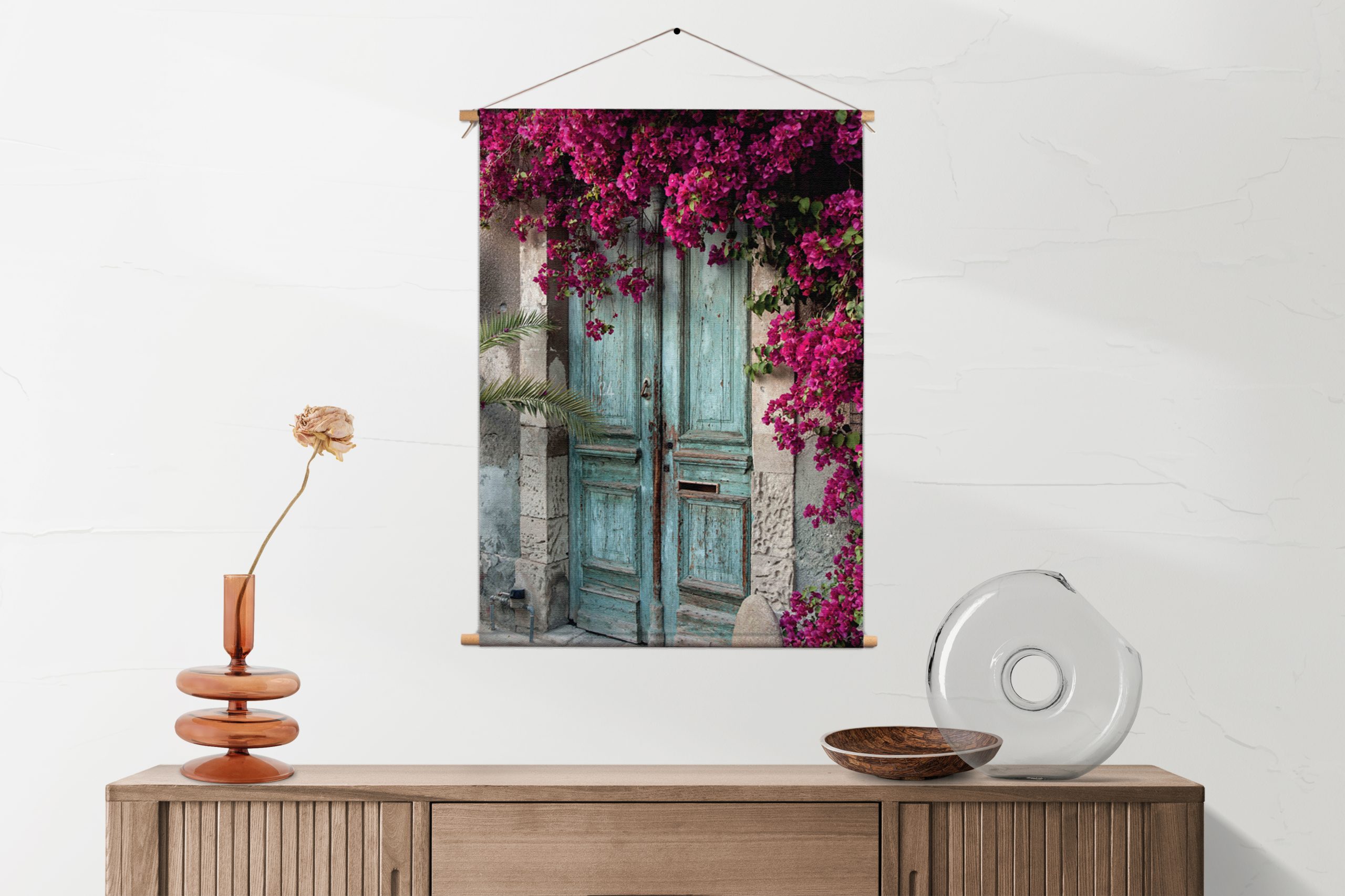 Textielposter Roze deuren