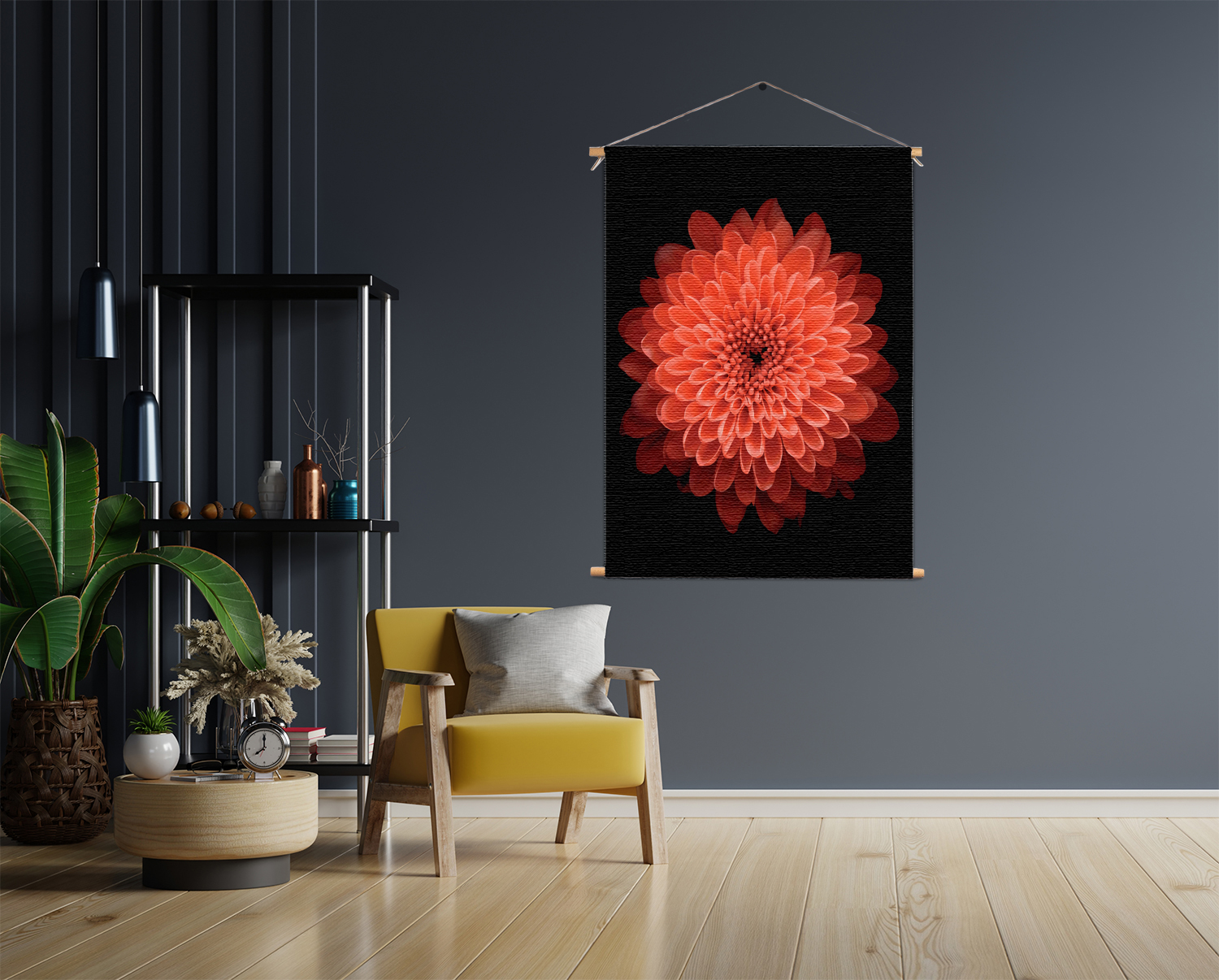 Template_50-70_verticaal_natuur_53 Textielposter Oranje Dahlia
