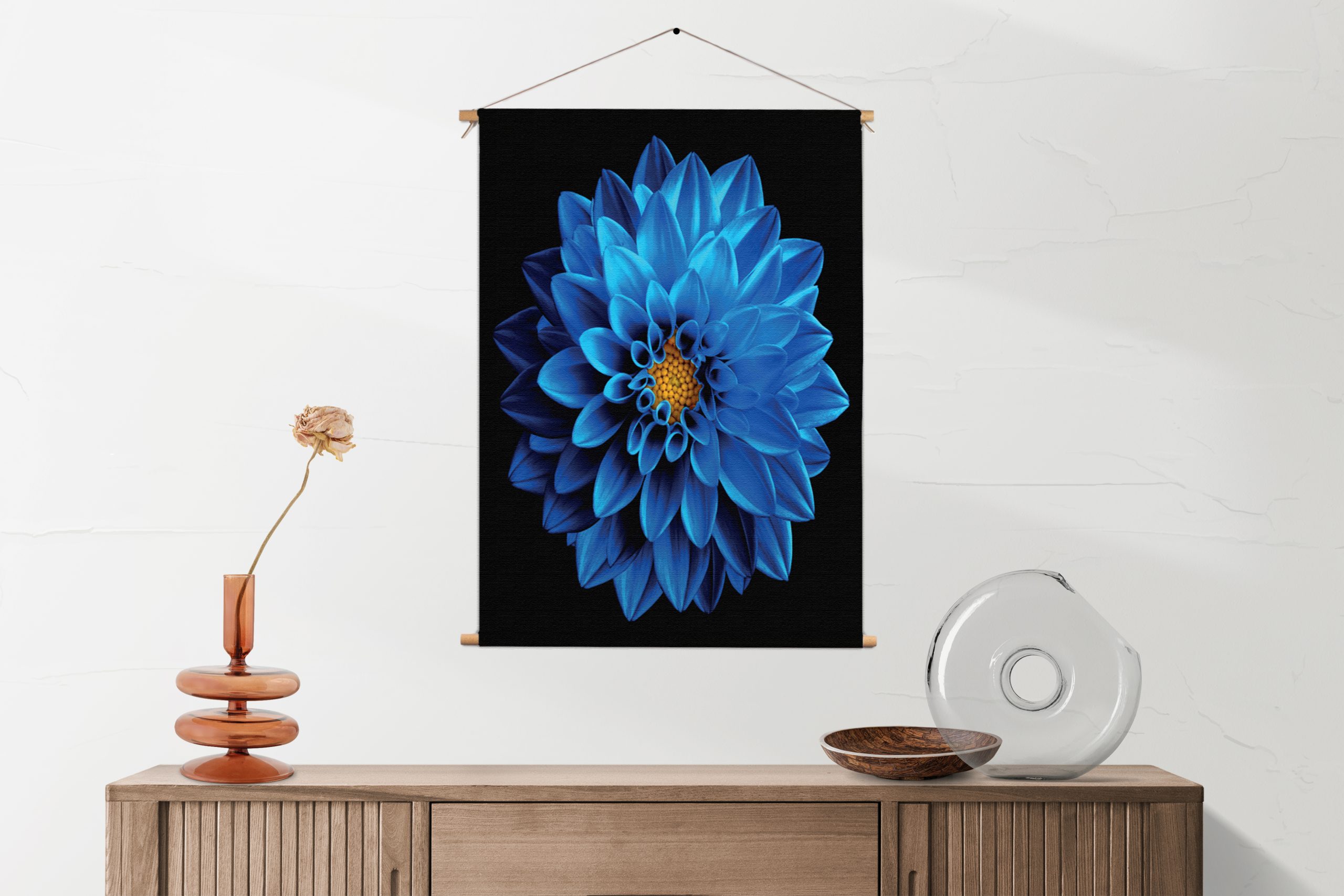 Template_50-70_verticaal_natuur_54-1-1.jpg Textielposter Blauwe Dahlia
