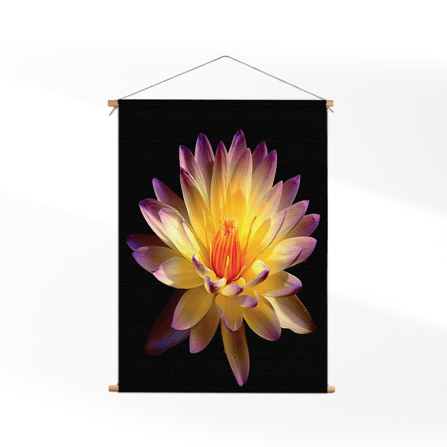 Template_50-70_verticaal_natuur_60 Textielposter Paarse Gele Dahlia