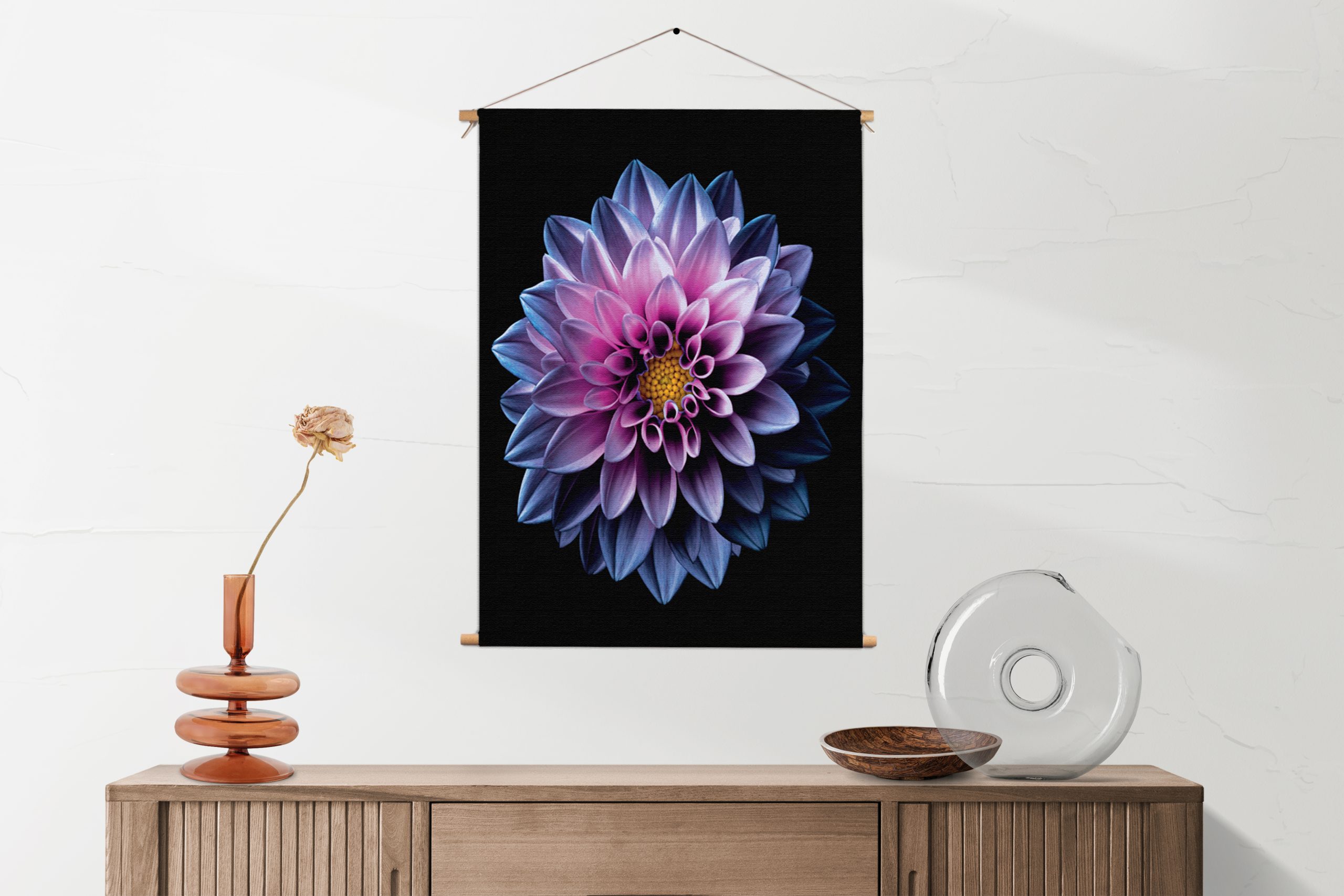 Textielposter Paarse Dahlia