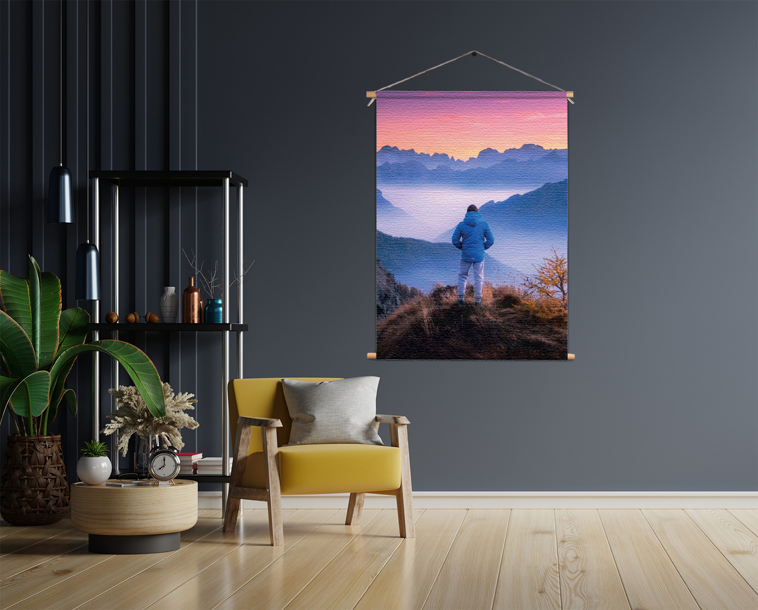 Template_50-70_verticaal_natuur_76 Textielposter On top of the world