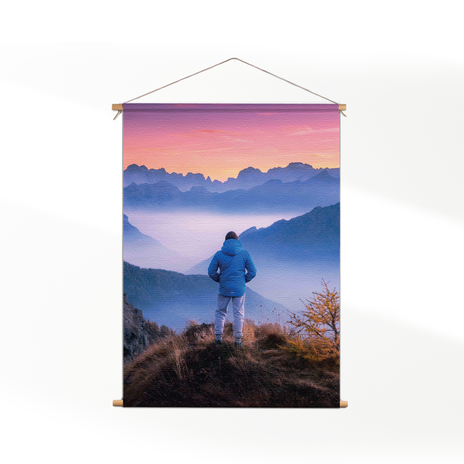 Template_50-70_verticaal_natuur_76 Textielposter On top of the world