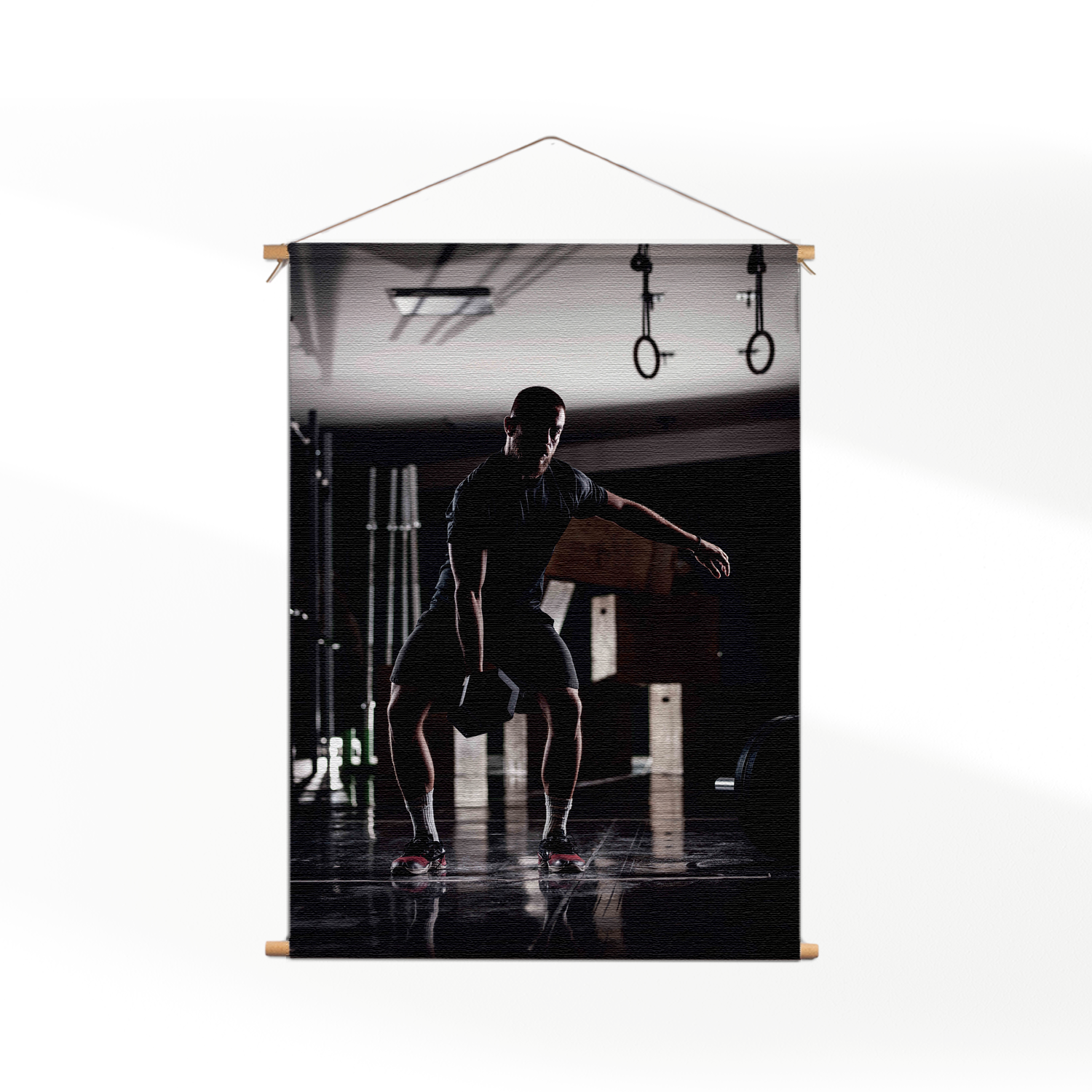 Textielposter Sexy Man Heft Gewicht Met Halter