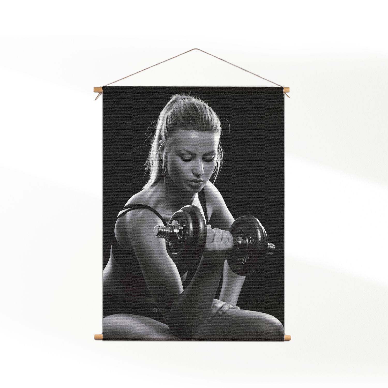 Textielposter Sexy Vrouw Heft Gewicht Met Halter