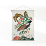 Textielposter Prent Natuur Vogel en Bloemen 05