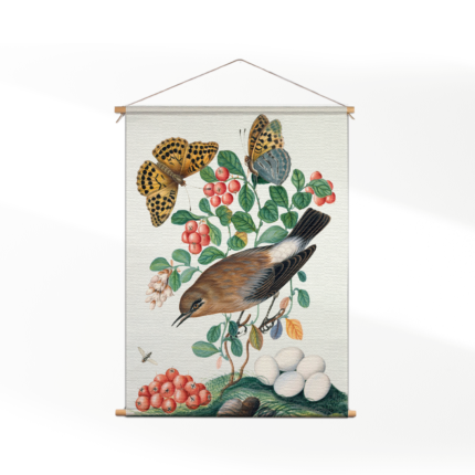 Textielposter Prent Natuur Vogel en Bloemen 05