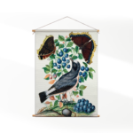 Textielposter Prent Natuur Vogel en Bloemen 06