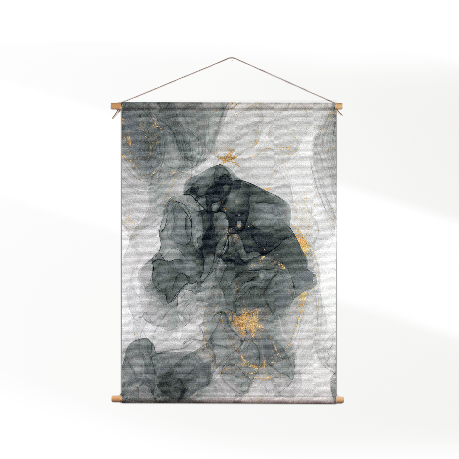 Textielposter Abstract Marmer Look Grijs met Goud 02