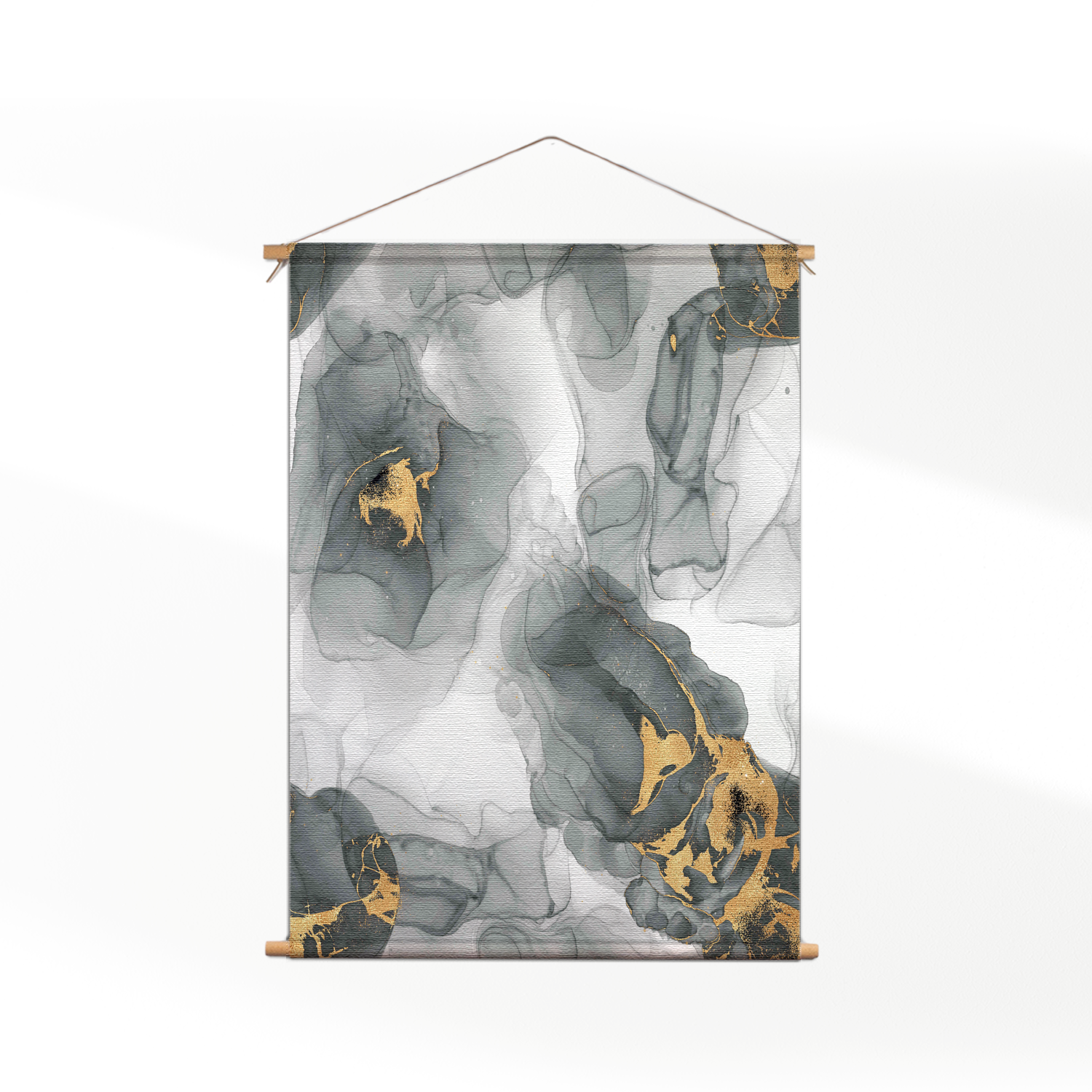 Textielposter Abstract Marmer Look Grijs met Goud 04