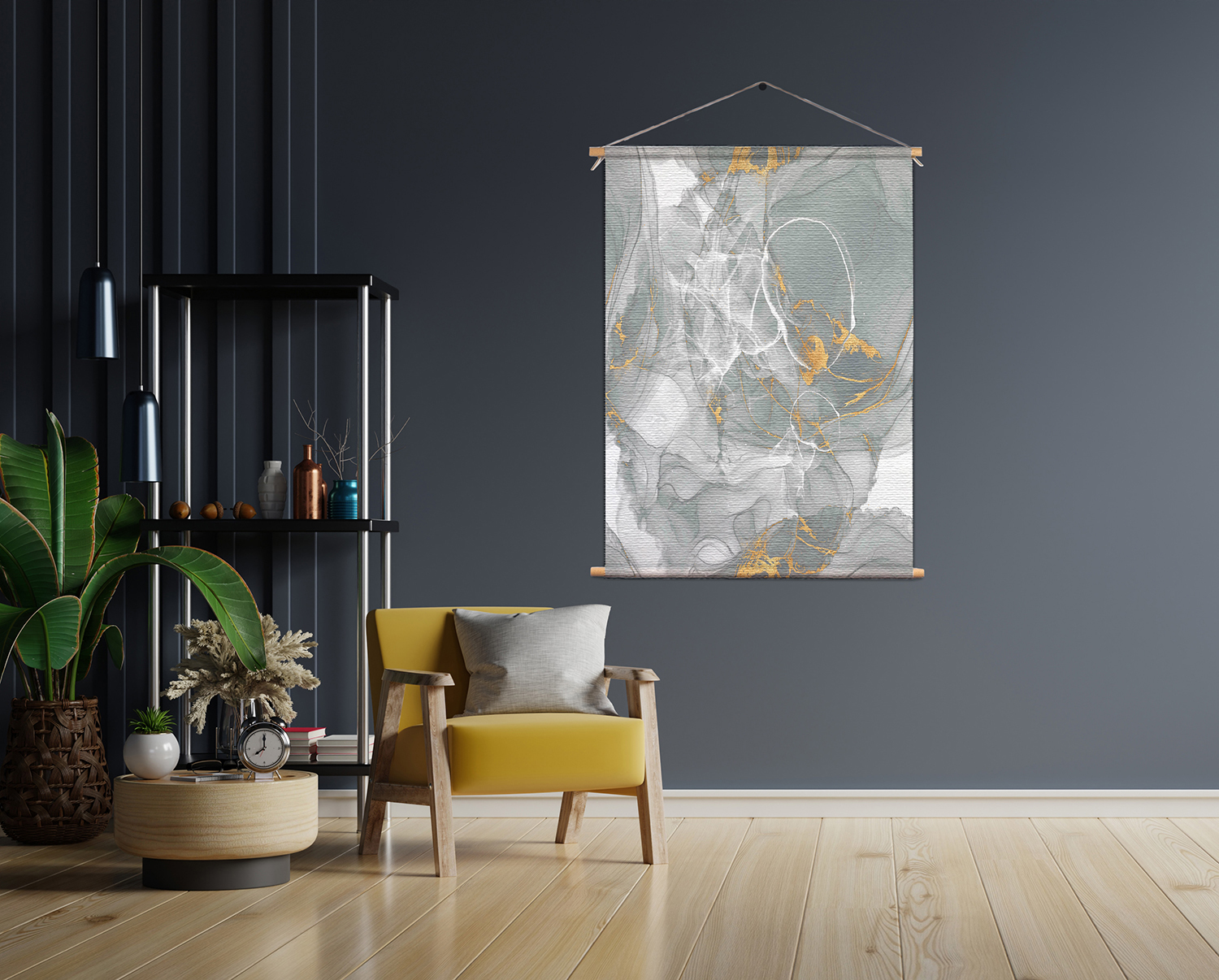 Template_Vierkant_Rond_marmer_17- Textielposter Abstract Marmer Look Grijs met Goud 06