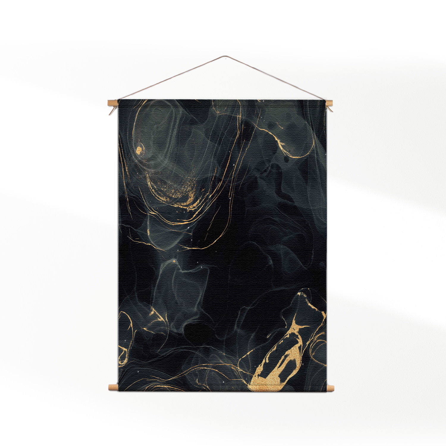 Textielposter Abstract Marmer Look Zwart met Goud 01