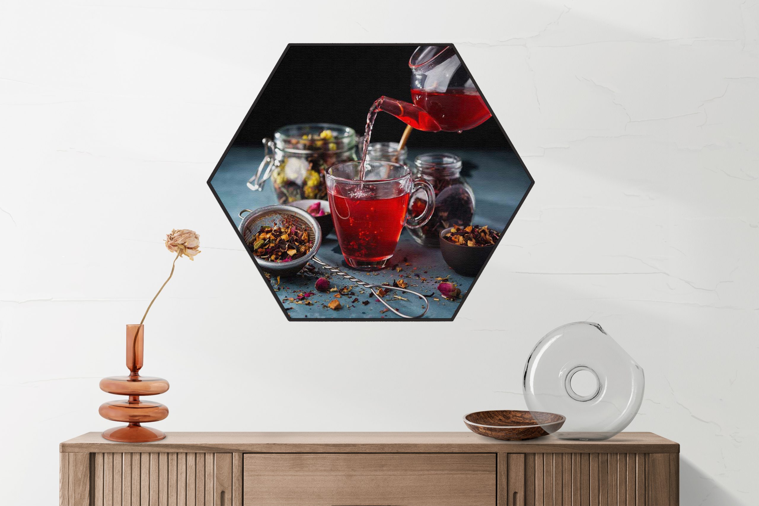 Akoestisch Schilderij Thee met Specerijen Hexagon Eten Drinken 58 scaled 1