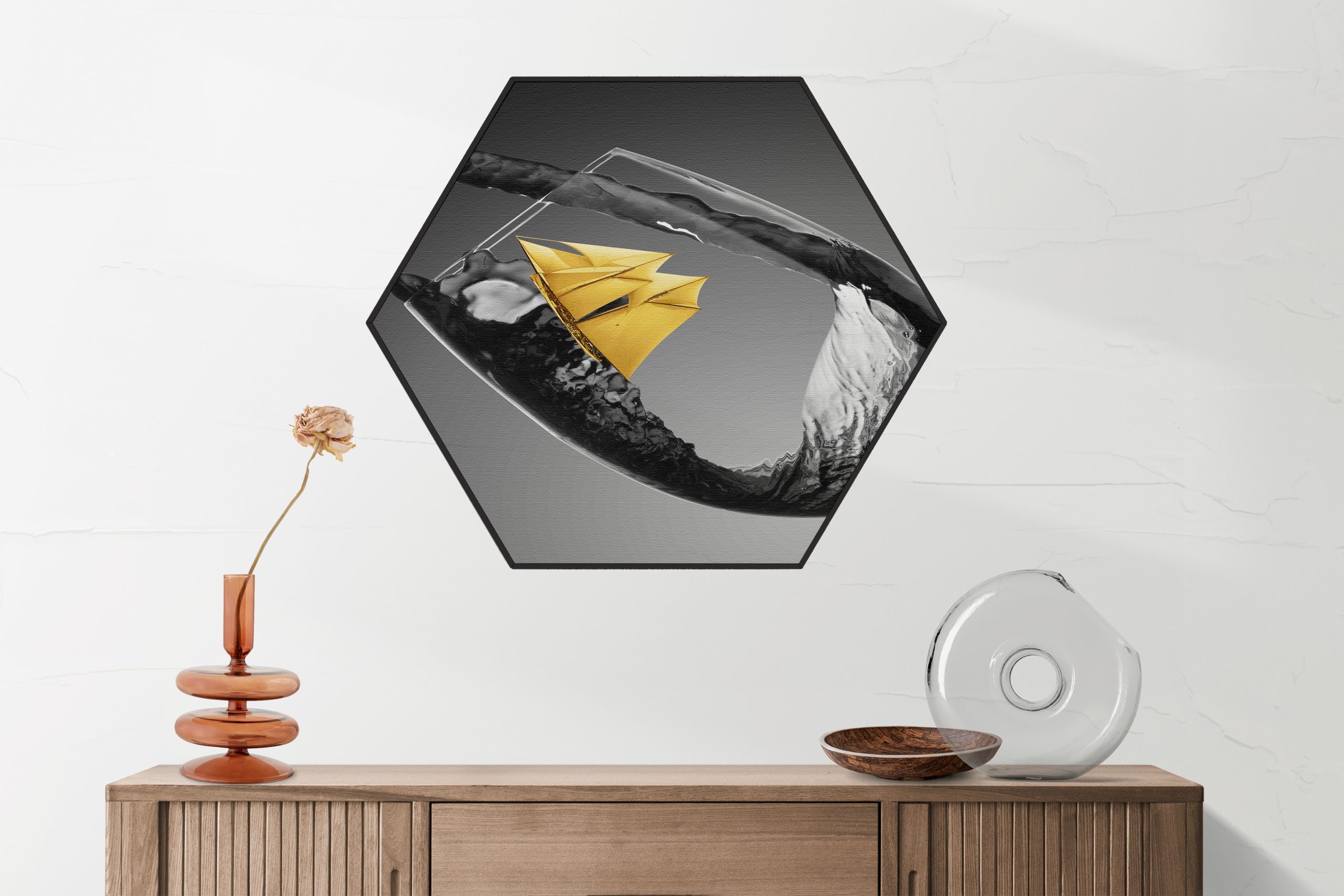 Akoestisch Schilderij Sailing Wine 03 Hexagon Eten Drinken 82 scaled 1