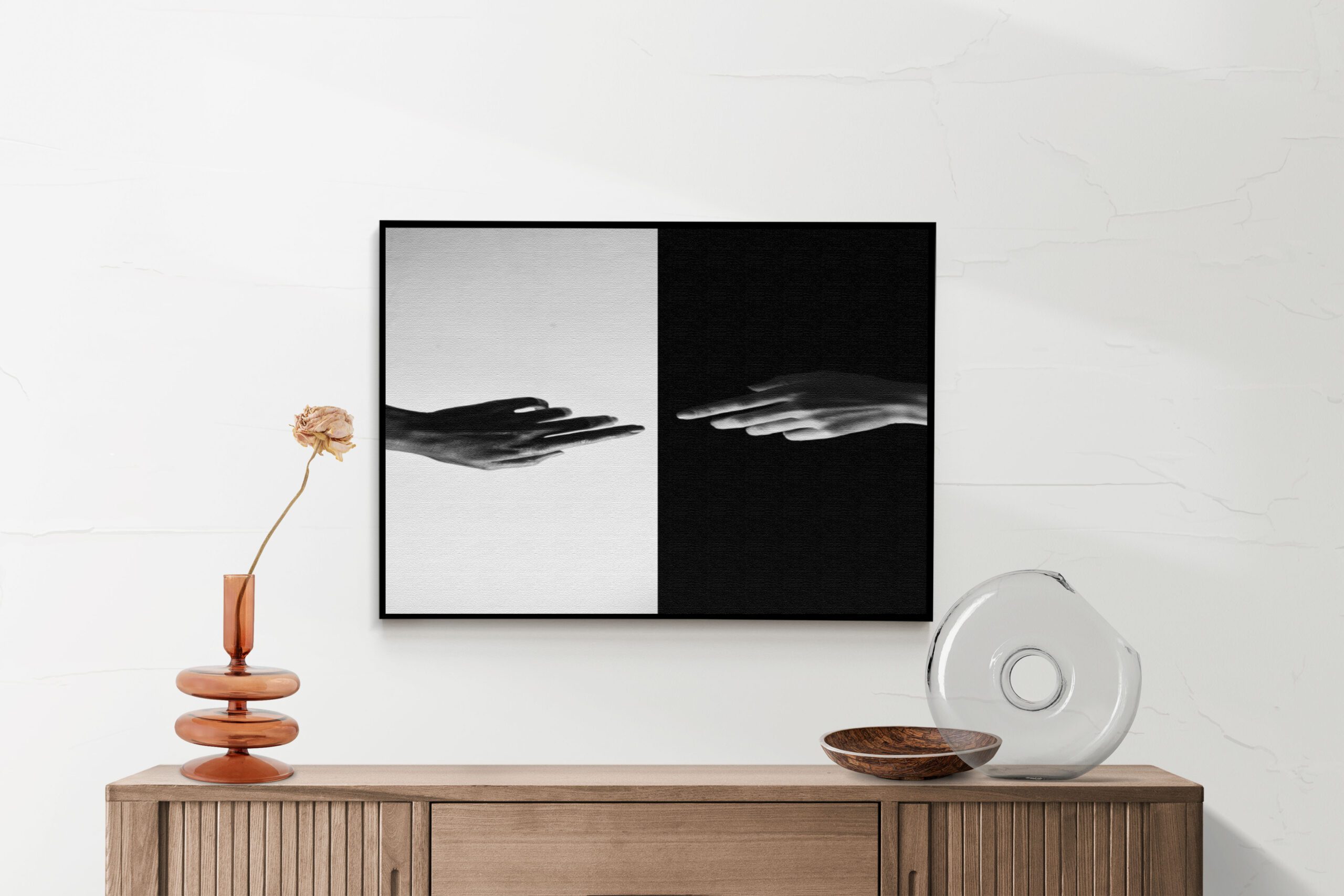 Akoestisch Schilderij De aanraking Black and White Rechthoek Horizontaal Template 50 70 Horizontaal Beauty 10 2 scaled 1