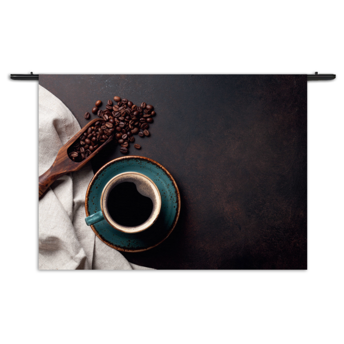 Wandkleed Koffiebonen met Kop koffie Rechthoek Horizontaal