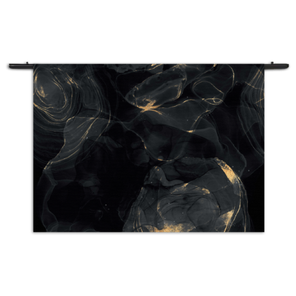 Wandkleed Abstract Marmer Look Zwart met Goud 02 Rechthoek Horizontaal